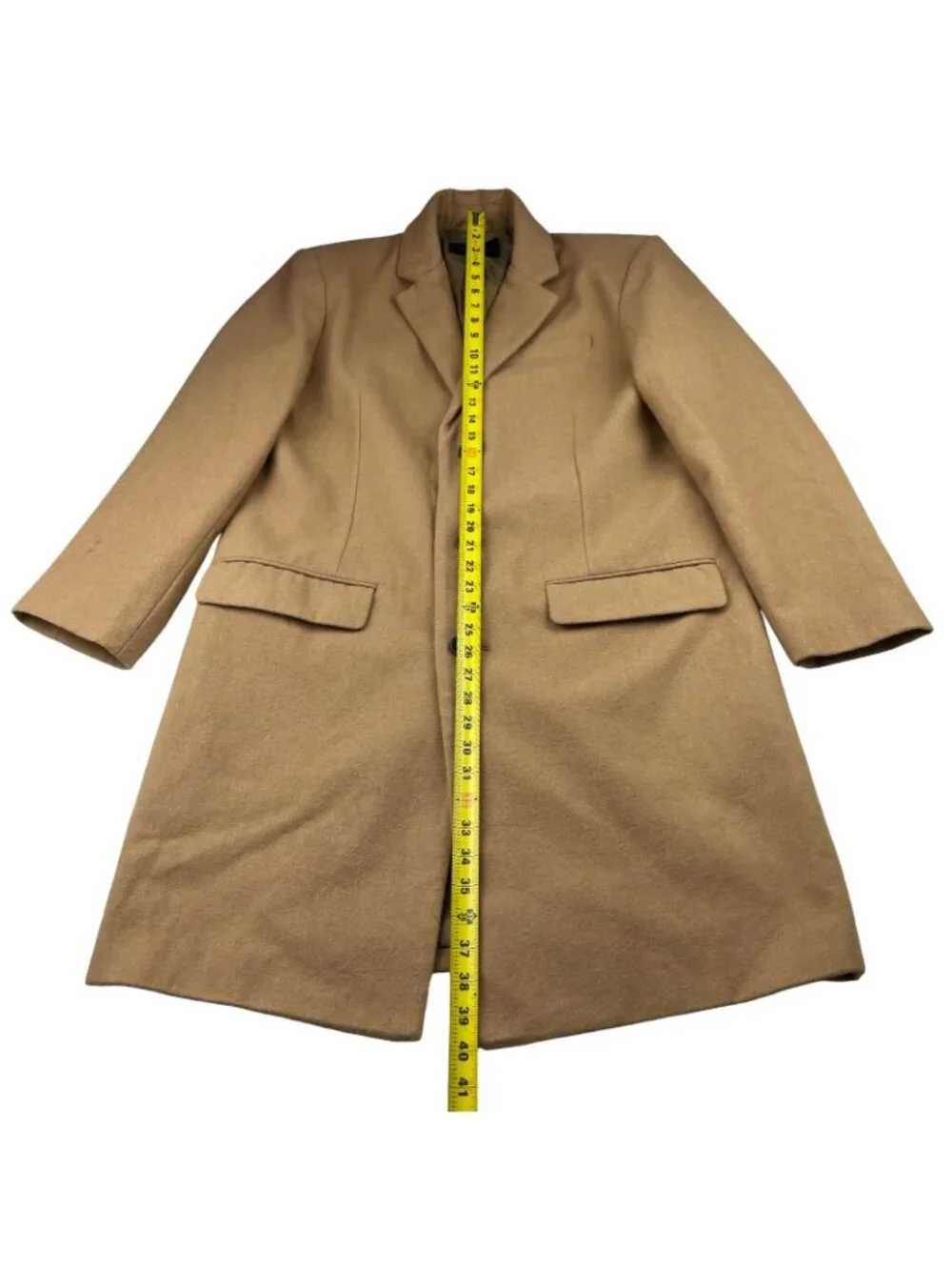 Banana Republic Men's Wool Blend 3-Button Trench Overcoat Khaki/Tan • Large